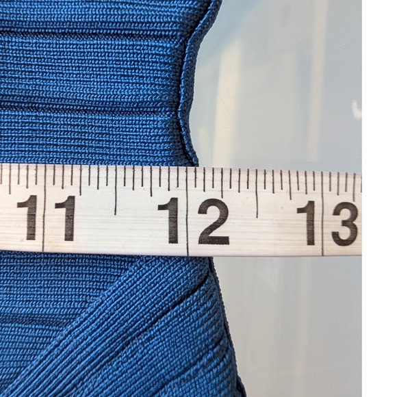 Herve Leger Kahli Bandage Dress S Royal Blue V-Neck 3/4 Sleeve Bodycon Y2K Glam - Picture 12 of 14
